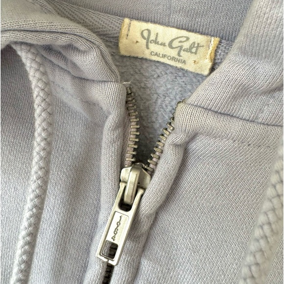 John Galt Light Blue Zip Up Cropped Hoodie - Picture 6 of 7